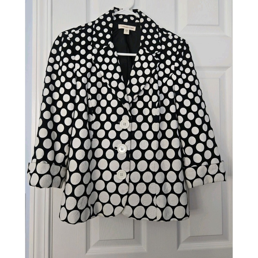 Coldwater Creek Womans Blazer Long Sleeve Pokadot Size 8